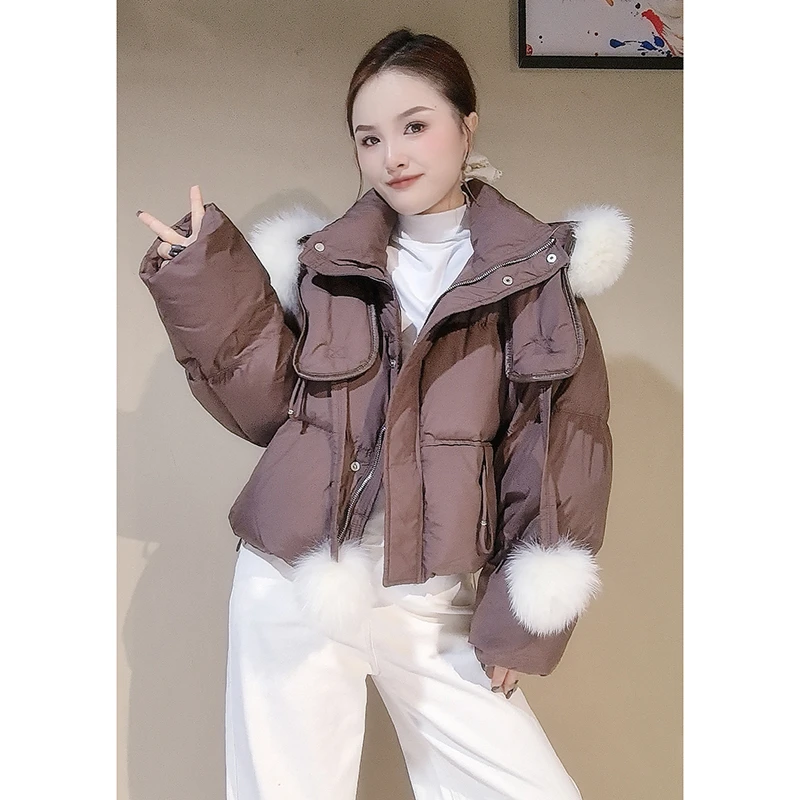 LMY 毛球球连帽鹅绒服