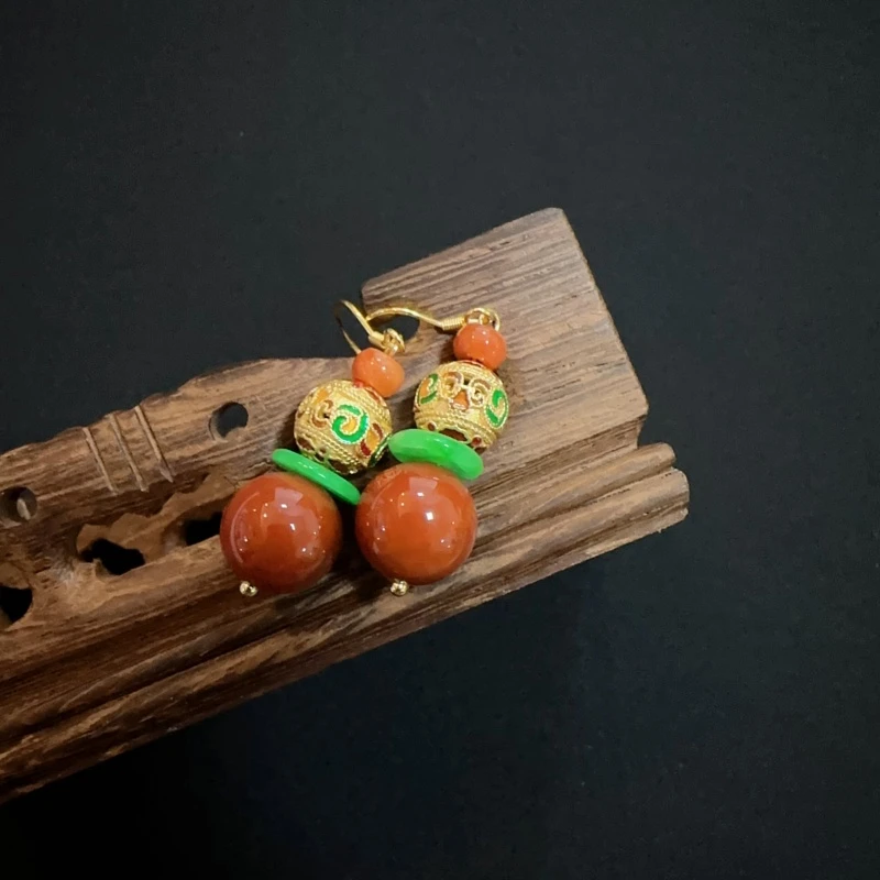 合金莫桑石耳饰 【葫芦】耳环气质耳勾精美多宝复古国风