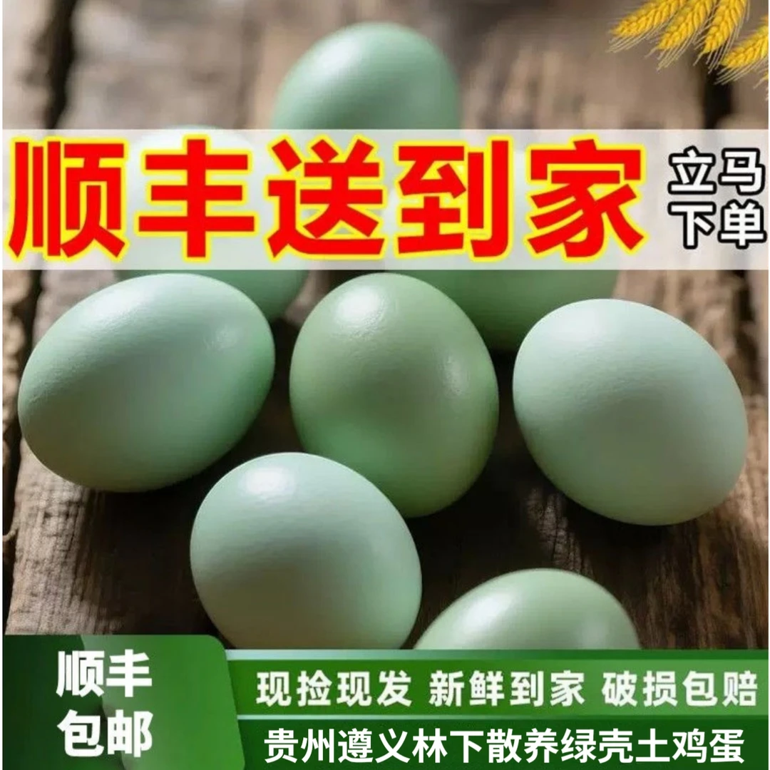顺丰包邮，现捡现发！贵州散养绿壳土鸡蛋、拍20枚送10枚、到手30枚