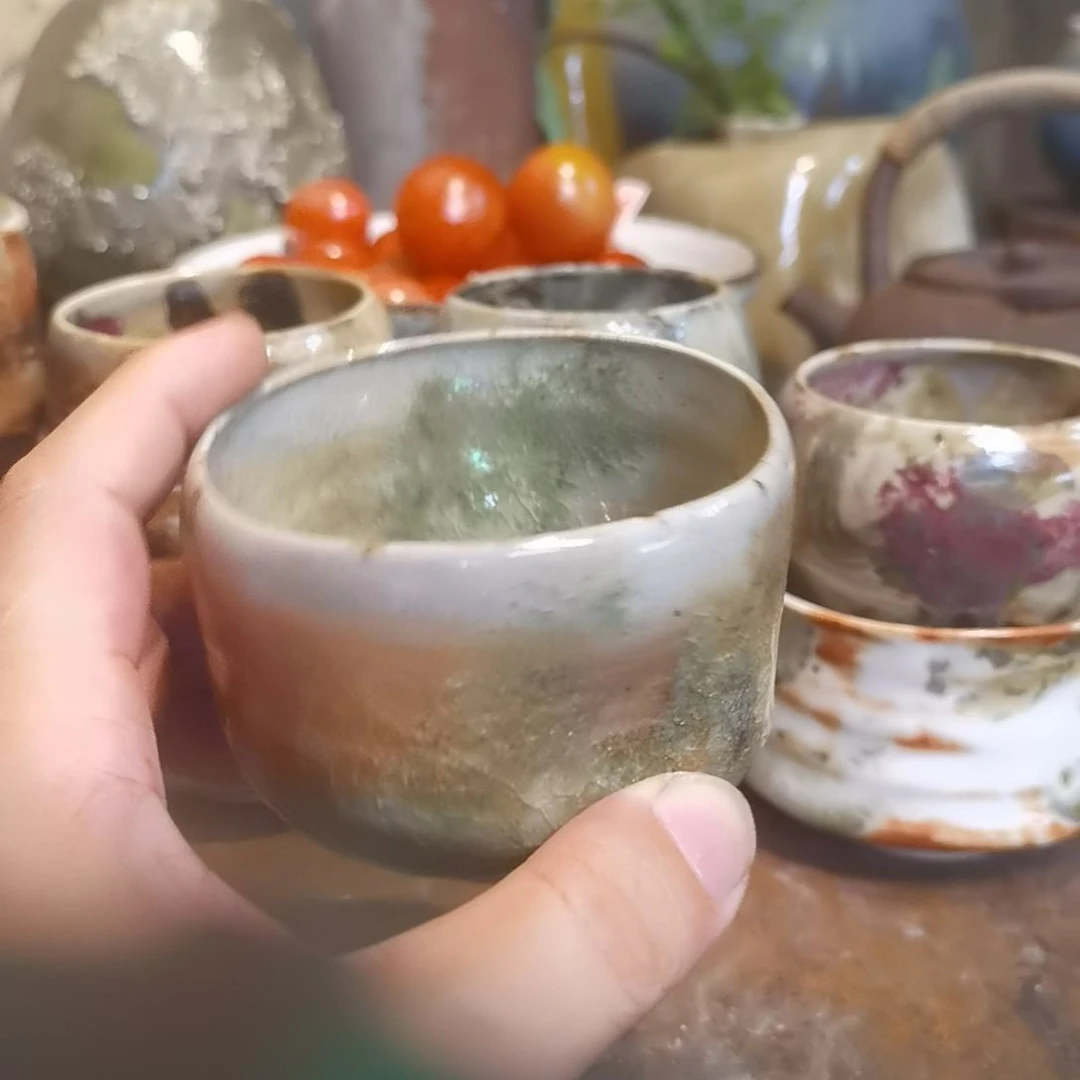 蓝***开摆件手工高温原矿窑变新品