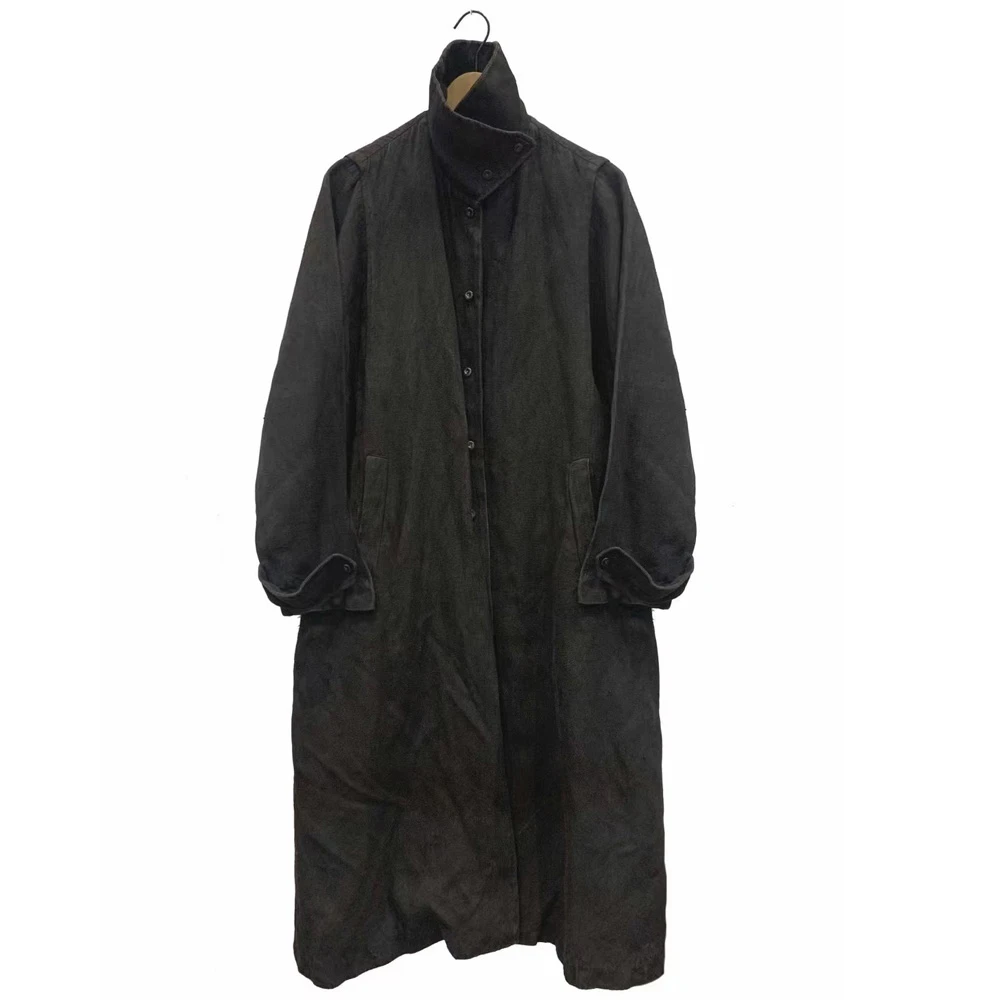 左岸迷香 果儿坊【长大衣】24秋冬上新 植物染柿茶染 风衣5005