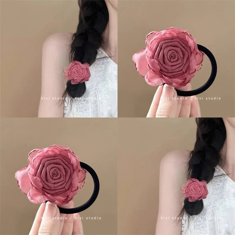 夏天干枯玫瑰花发圈花朵发绳海边度假出片头绳头饰可爱甜美发饰女
