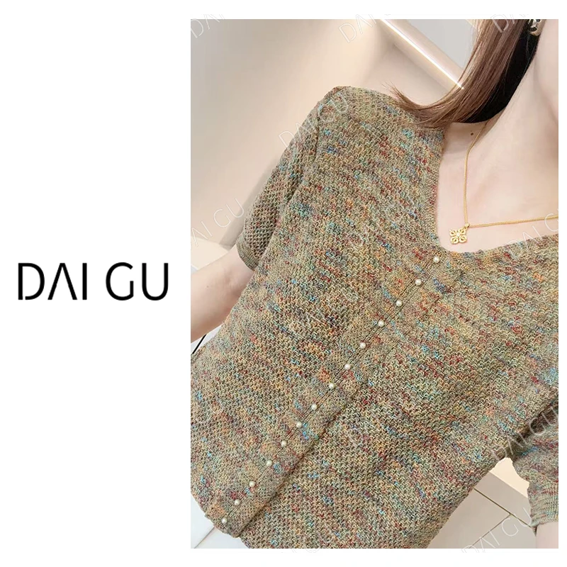 【琉璃绿】幻彩天丝高货!气质针织衫v领宽松高级感夏季上衣薄B4025