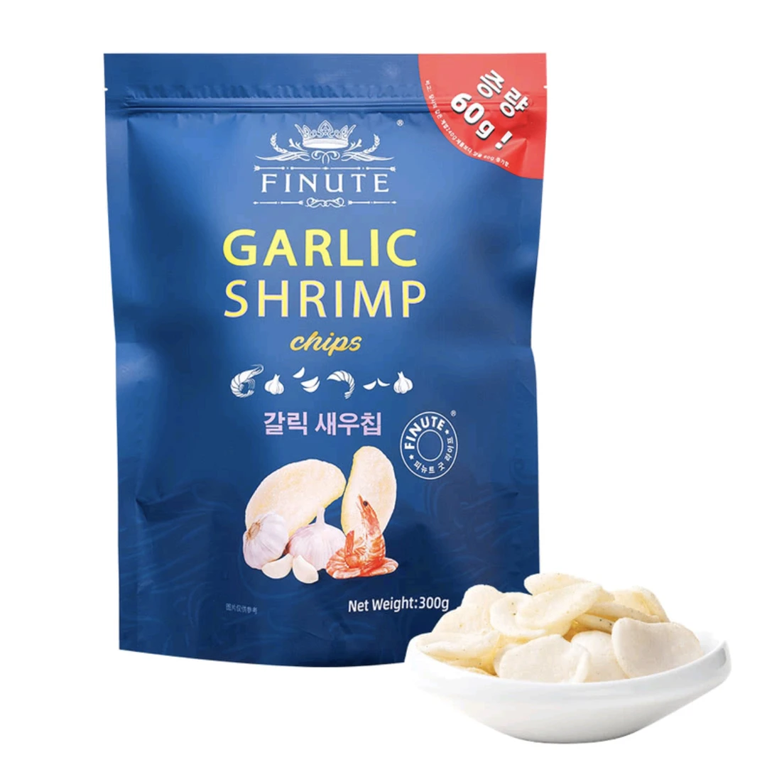 山姆超市代购FINUTE蒜味虾片300g膨化食品休闲零食韩国进口小吃
