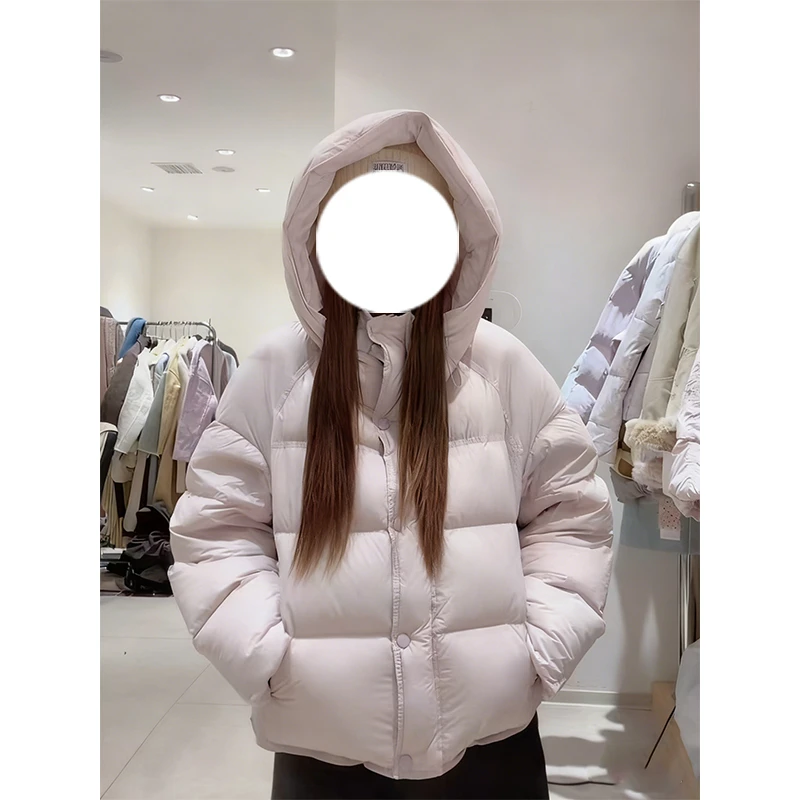 2025秋冬新款韩系小个子连帽棉服外套大码胖MM加厚保暖面包服棉衣