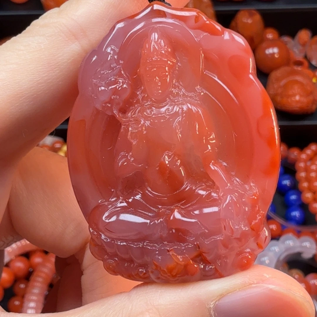 南红玛瑙未镶嵌观音吊坠