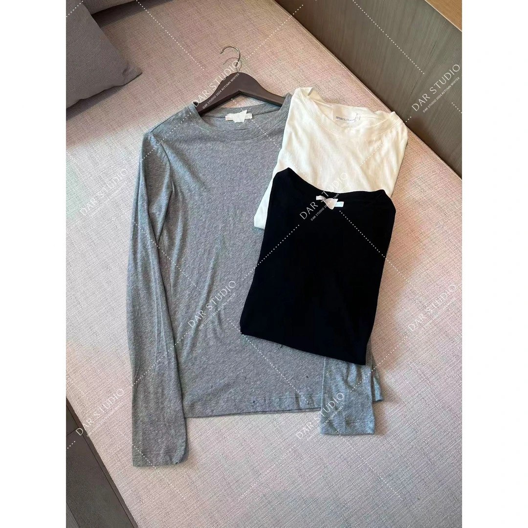 DAR STUDIO 深圳货 100新疆长绒棉雪花棉质感打底长袖T恤86230