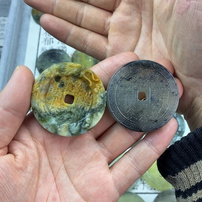 【闪购商品】岫玉颈饰未镶嵌天*岫玉山鬼花钱吊坠