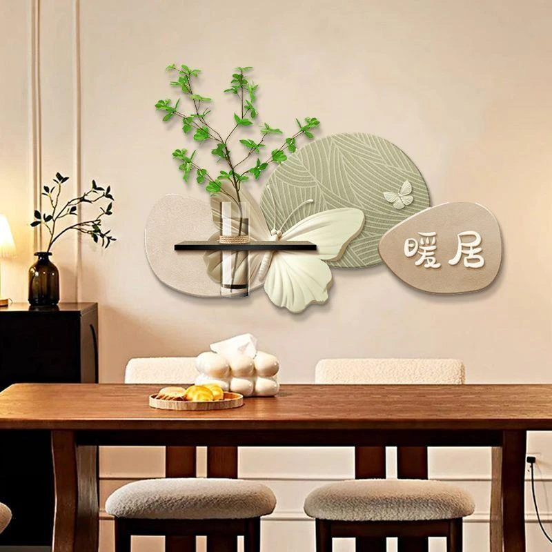 奶油风水培绿植餐厅装饰画中式客厅沙发墙壁画暖居入户玄关挂画