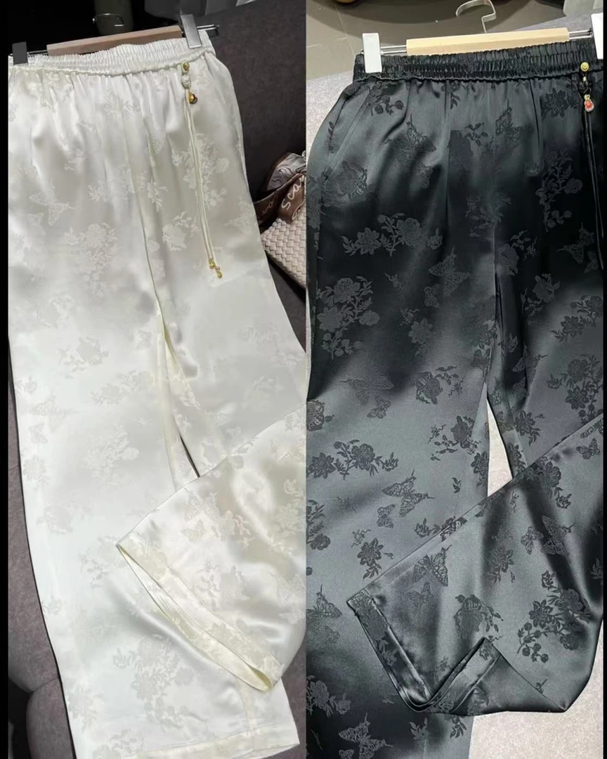 时尚中国风休闲新中式阔腿宽松百搭重工直筒裤 5001