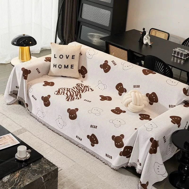 御锦年雪尼尔耐磨卡通沙发垫简约防尘防滑加厚沙发巾出租屋盖布巾