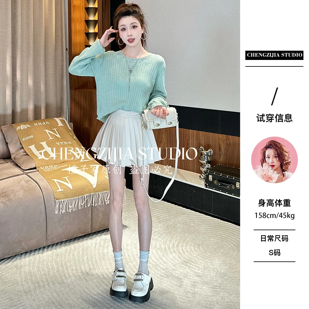 【裴诗婷】橙子·studio 【泡菜少女】MY00004镂空圆领套头上衣