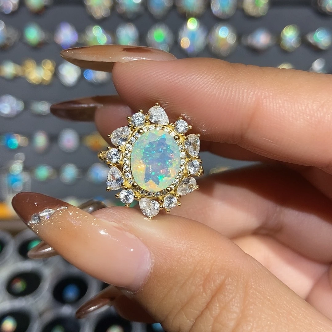 欧泊银S925镶嵌戒指—