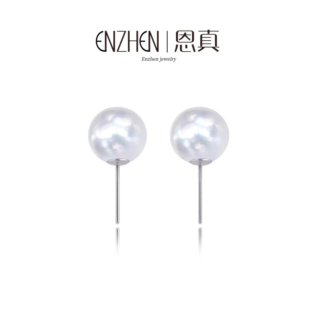 淡水珍珠S925银淡水珍珠百搭经典款耳钉9-10mm