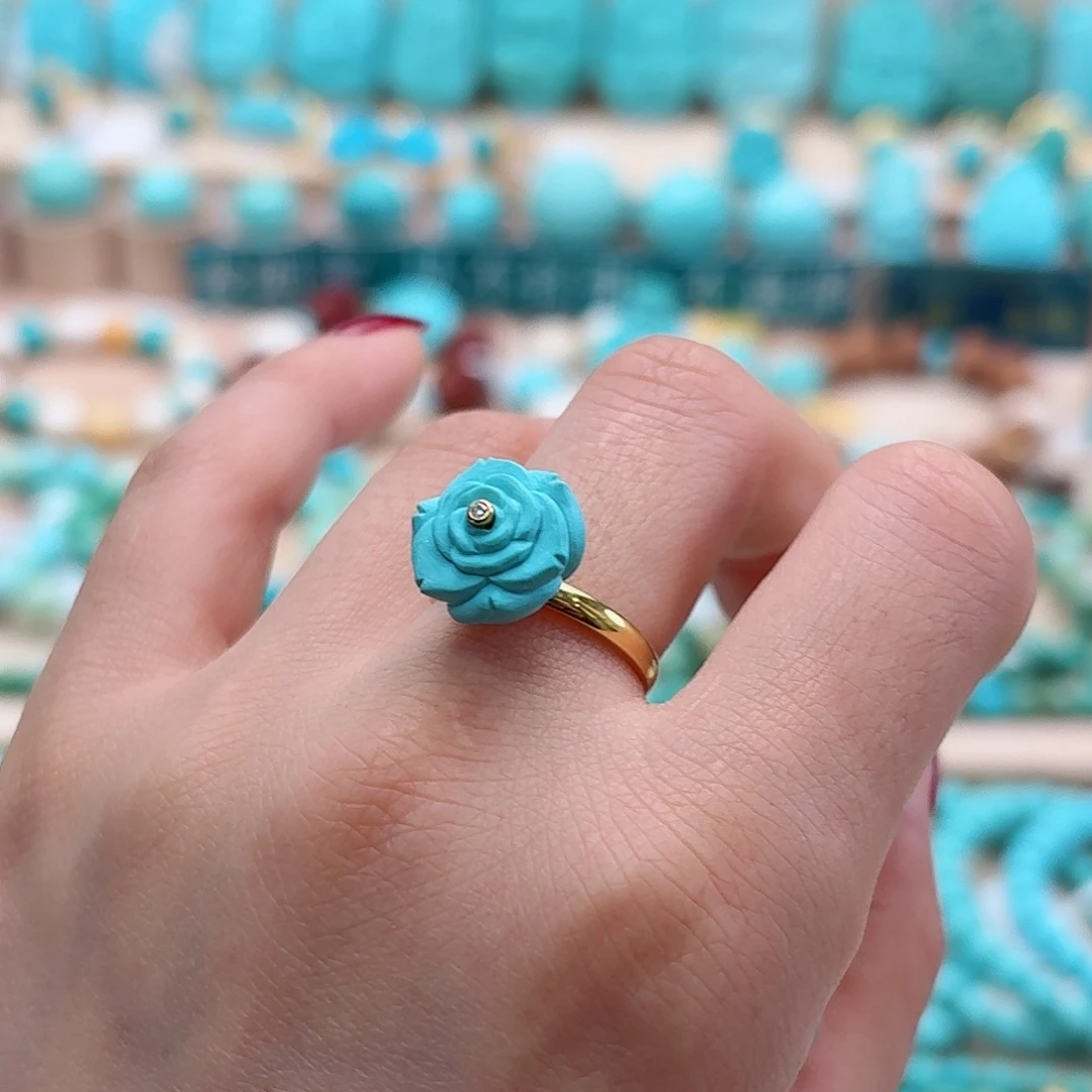 绿松石18K金镶嵌珠宝奇石