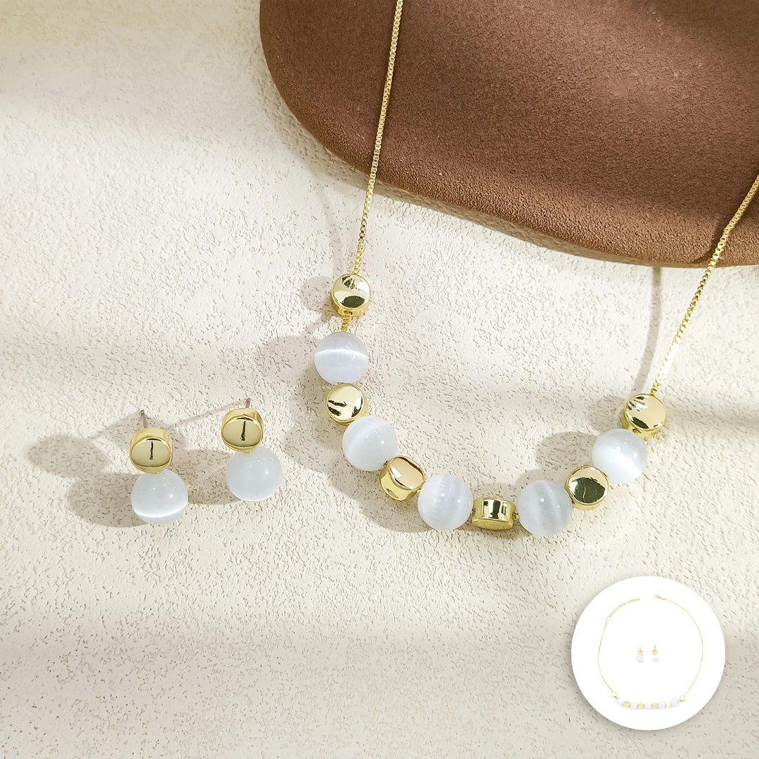 合金合成锆石项链 WHJS-006972【林雾舒云】项链+耳饰  套装