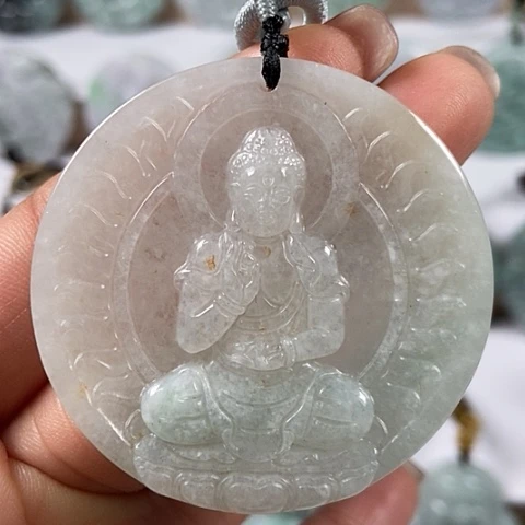 翡翠颈饰未镶嵌阿尼陀佛有棉线福利