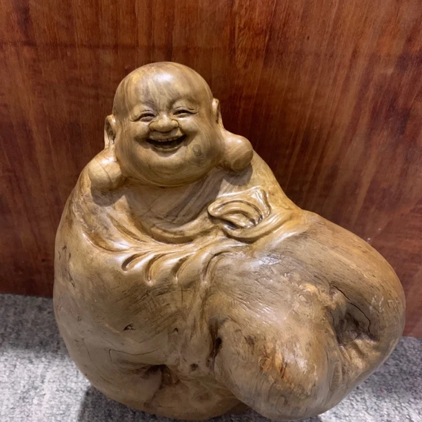 黄杨木天然根雕摆件小弥勒