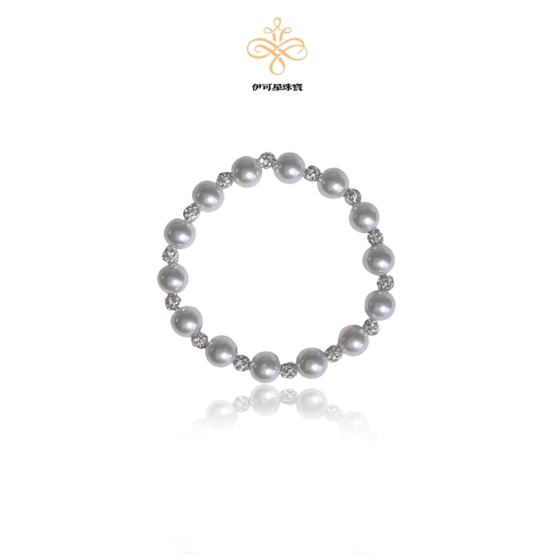 黄铜仿珍珠手链 【伊可星】贝珠法式玫瑰锆石手链轻奢精致手饰