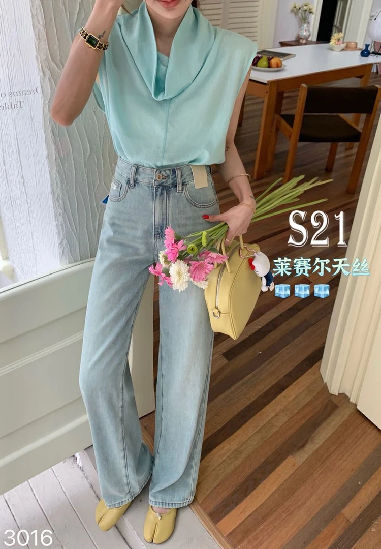 WTT-3016深圳天丝窄版直筒牛仔裤复古超好看