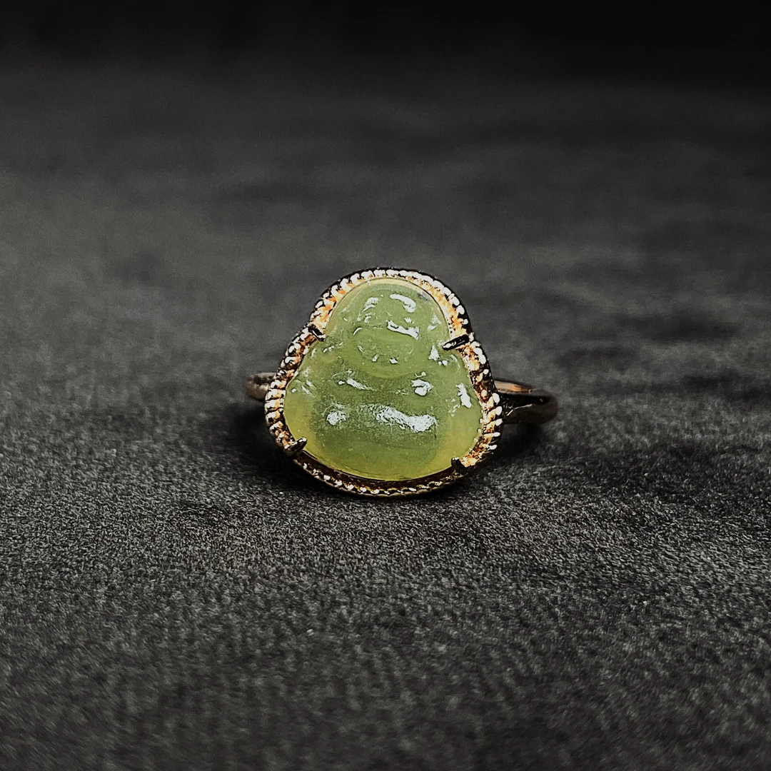 新疆和田玉精美雕刻弥勒佛公戒指戒圈（多样性发货 拍一发一）