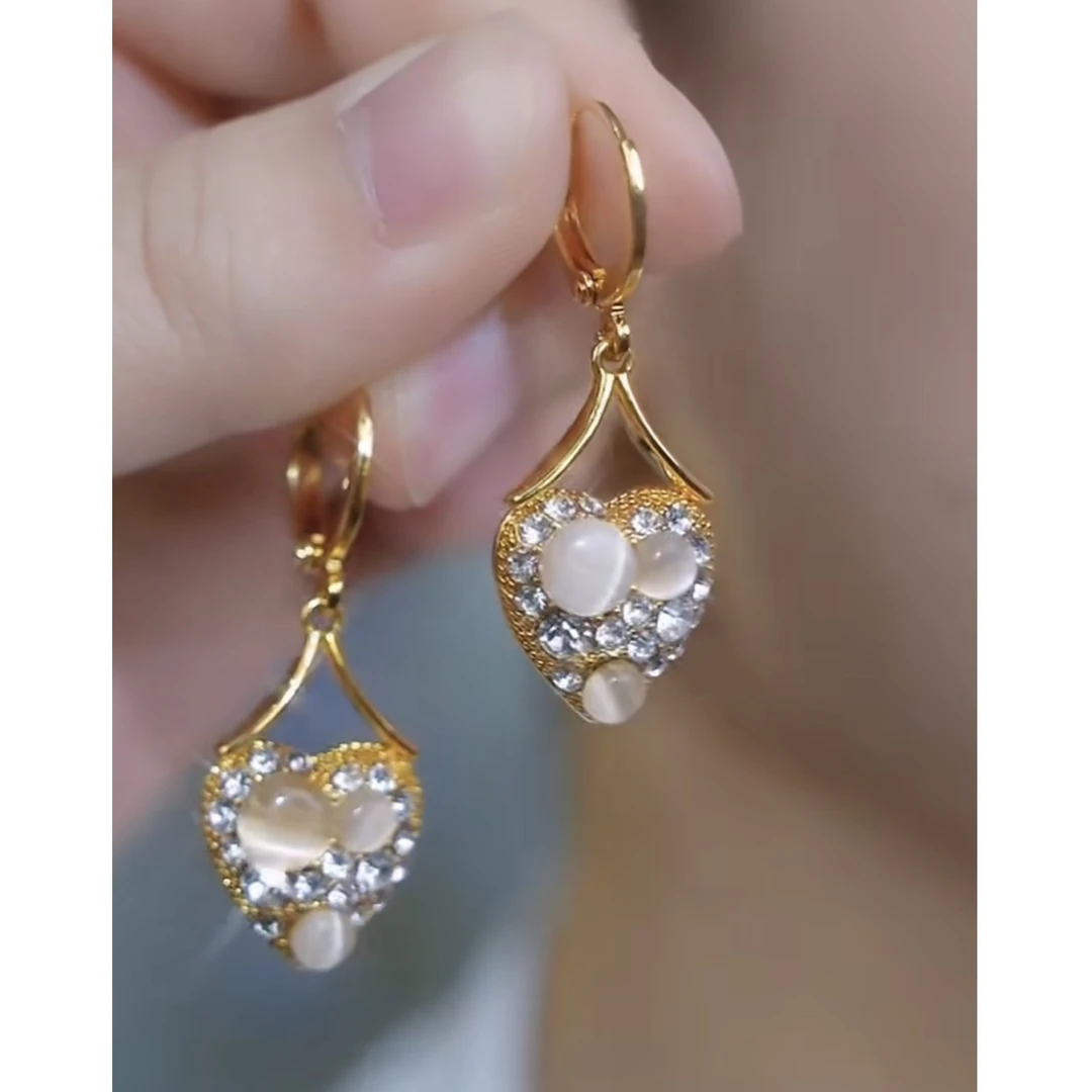 铜合金耳饰 新款轻奢【两心相悦】简约时尚百搭耳环0327