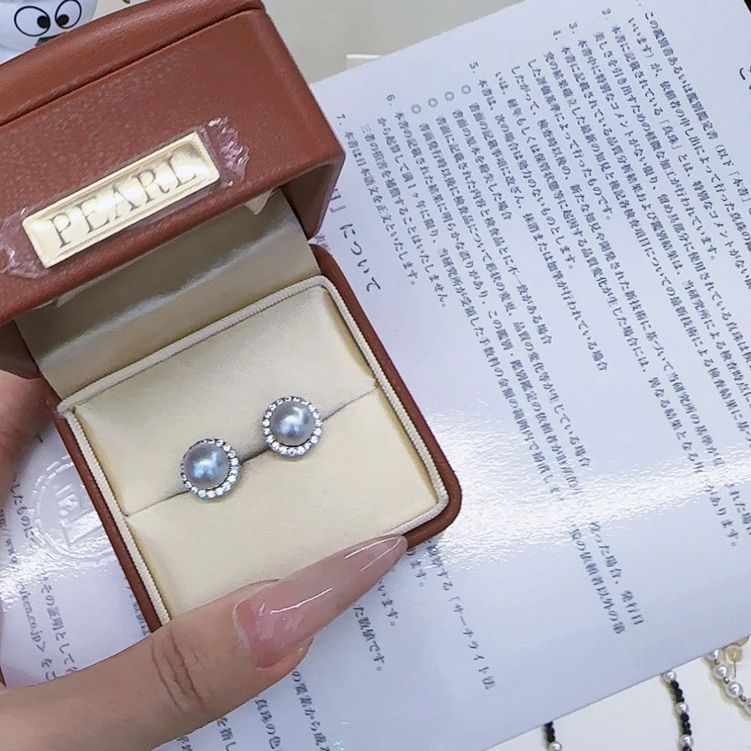 银S925镶嵌海水珍珠耳饰