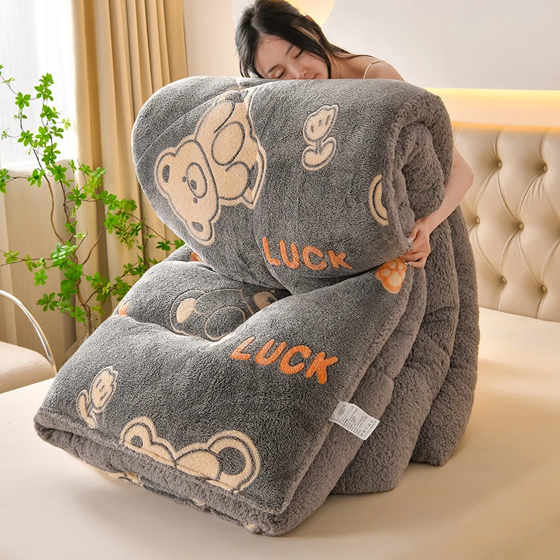 冬被加厚保暖被子双面绒被芯宿舍被褥子雪花绒秋冬被羊羔绒双人被