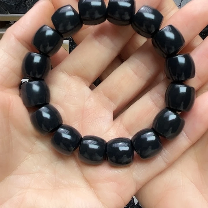 和田玉（墨玉）未镶嵌手链卡14直切高羊脂