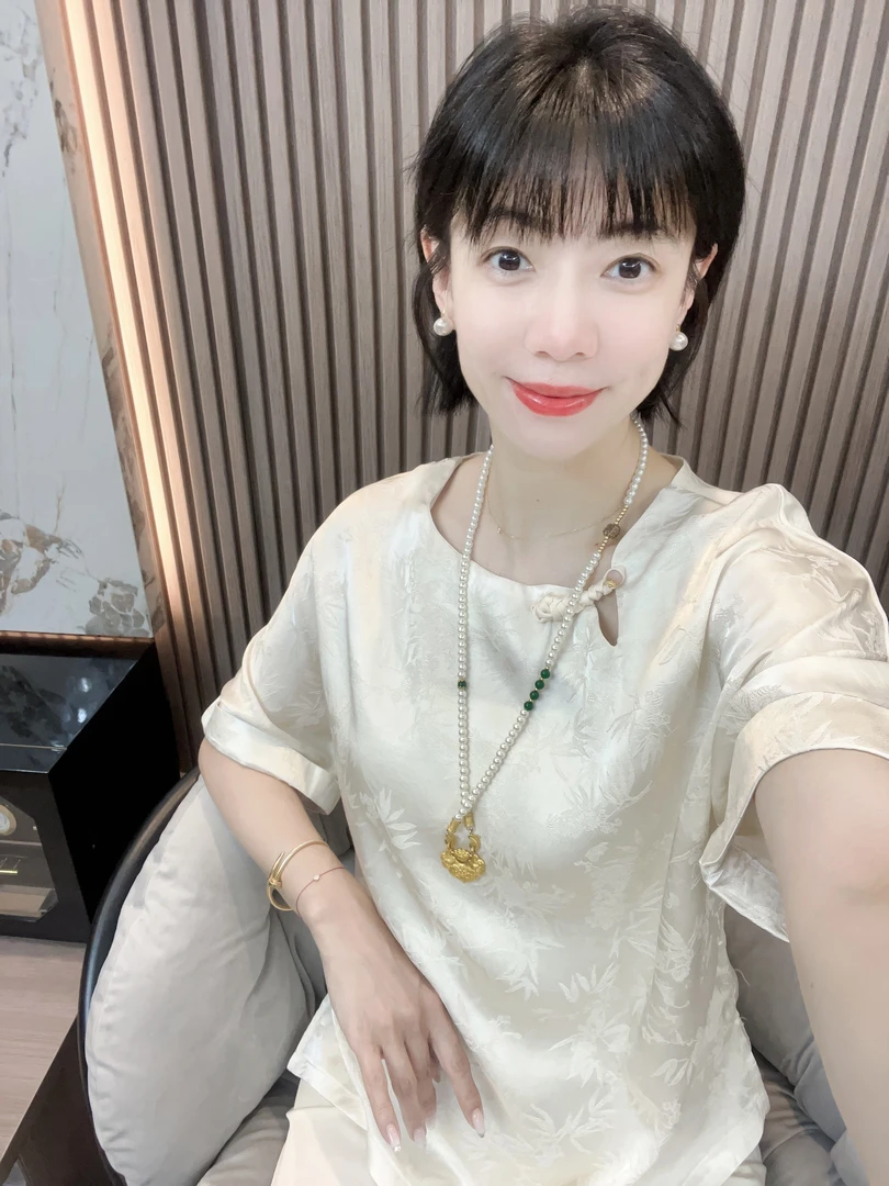 【知宛】新中式国风文竹大提花琵琶盘扣时尚气质夏季短袖小衫上衣