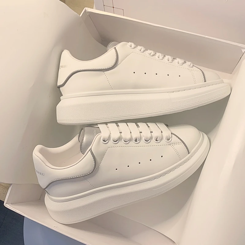 4.5CM厚底鞋真皮网红小白鞋女潮流韩版经典情侣休闲板鞋女松糕鞋