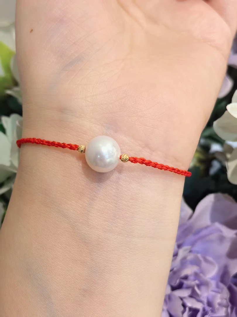 10-11mm爱迪生珍珠时来运转红绳手工编织