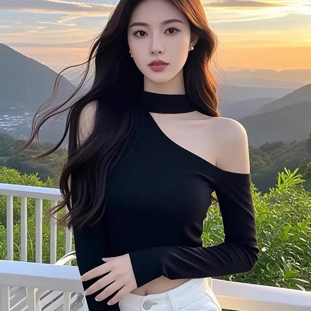 大码女装辣妹修身性感心机棉T恤胖mm百搭显瘦简约打底衫内搭