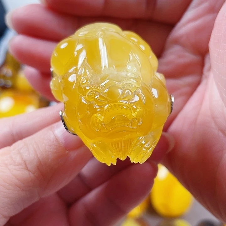 琥珀银S925镶嵌裸石戒指