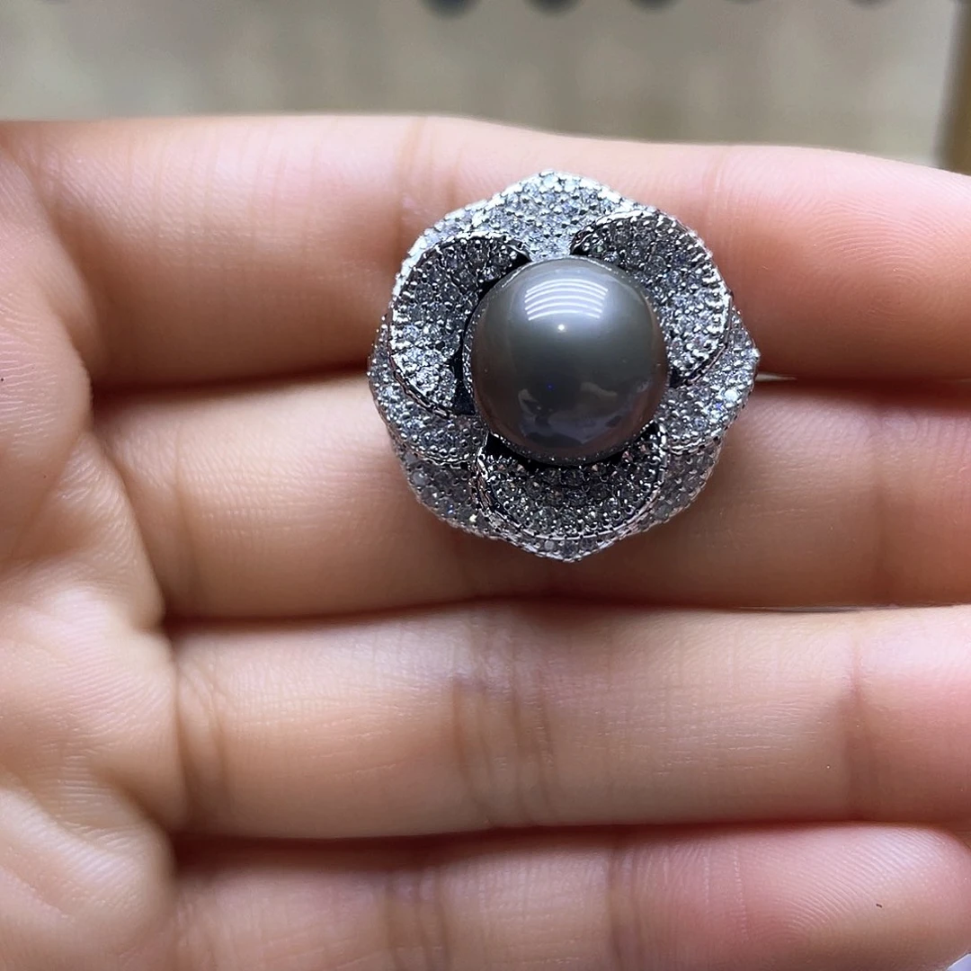 海水珍珠戒指银S925镶嵌