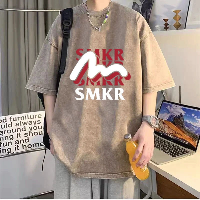 美式短袖t恤男生纯棉夏季新款印花宽松高街潮牌潮流男士半袖