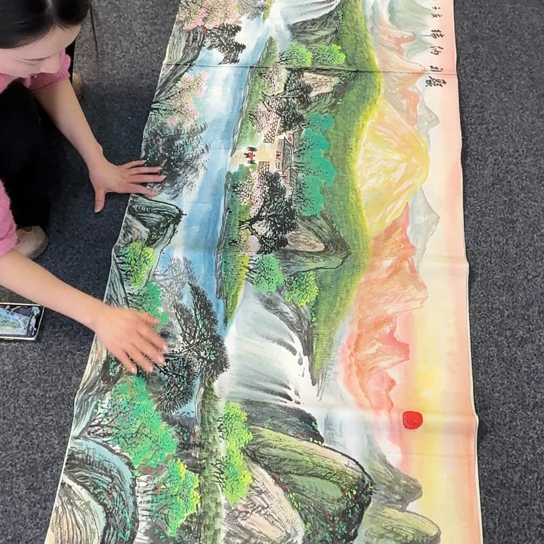 纯手绘国画作品好看小六尺