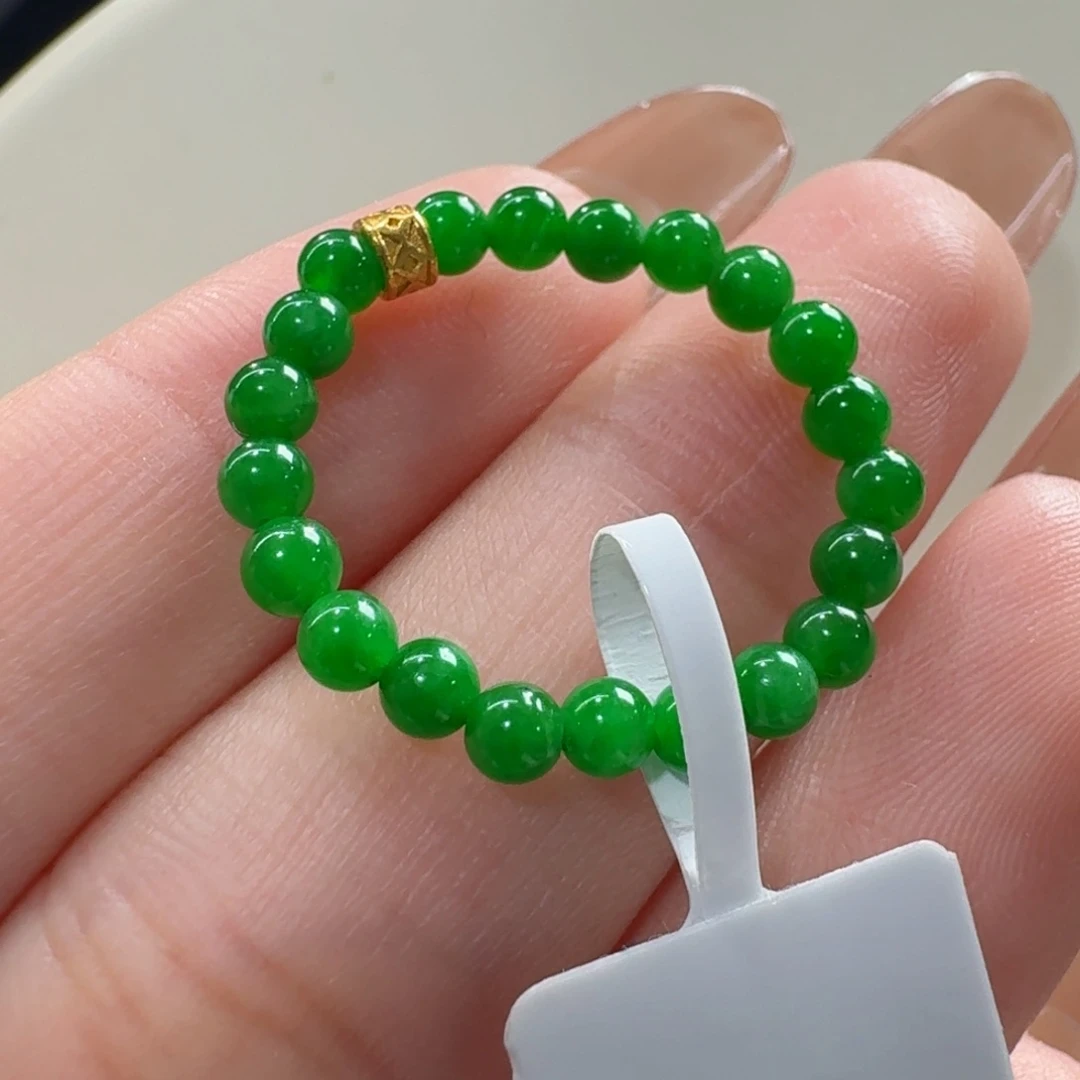 未镶嵌戒指翡翠7****y巨巨巨漏！满色辣阳绿戒指