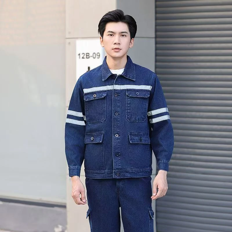 工装制服牛仔春秋反光耐磨工作服防烫电焊煤矿长袖电焊工作服男装