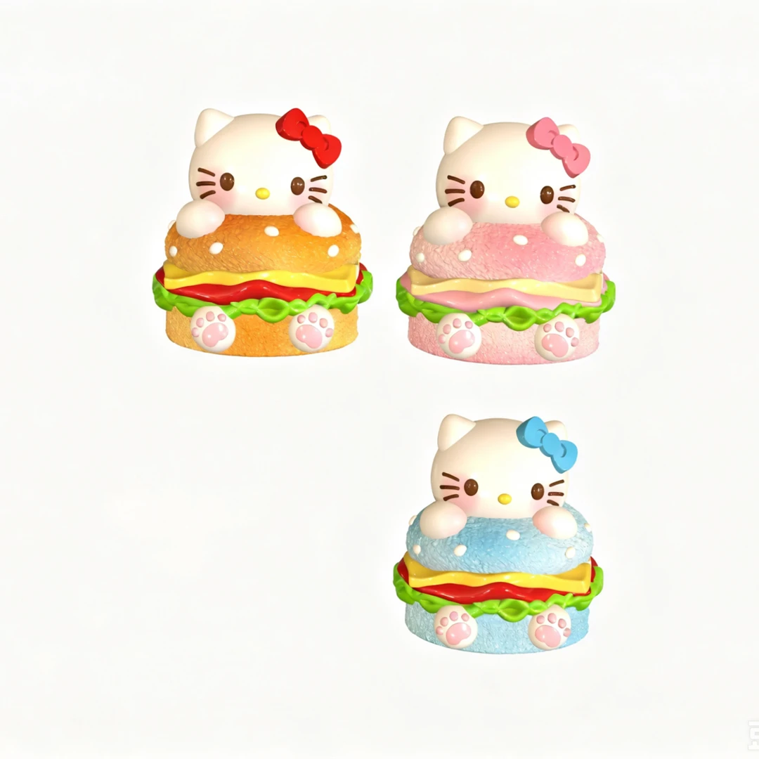 【Hello Kitty汉堡】手绘重工手工diy树脂食玩配件奶油胶饰品配件