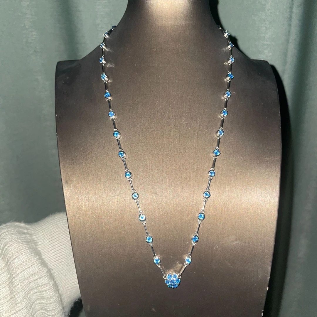 Q培育托帕石斯里兰卡矿区高定简约百搭时尚设计师款锁骨项链10321