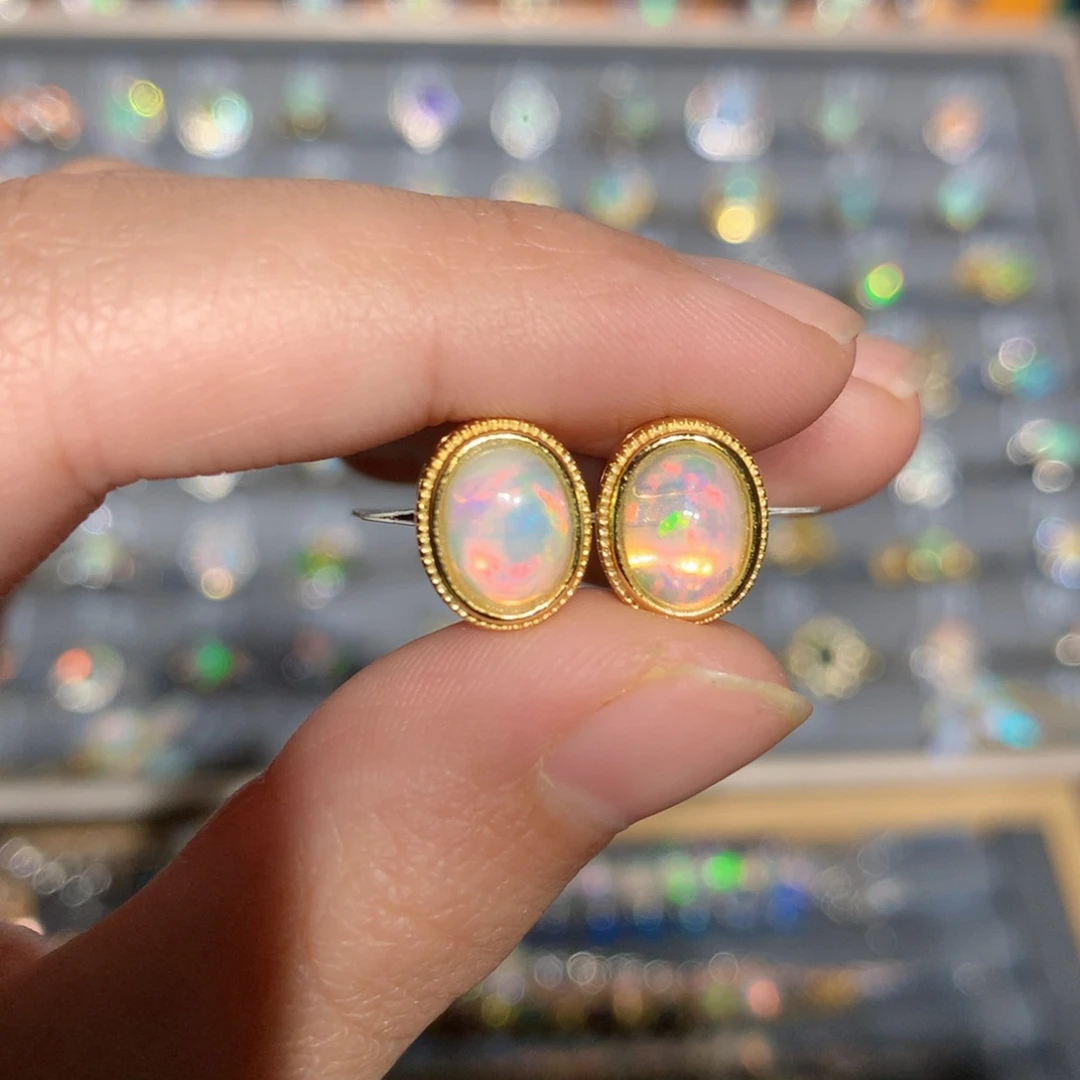 银S925镶嵌欧泊欧泊耳饰y