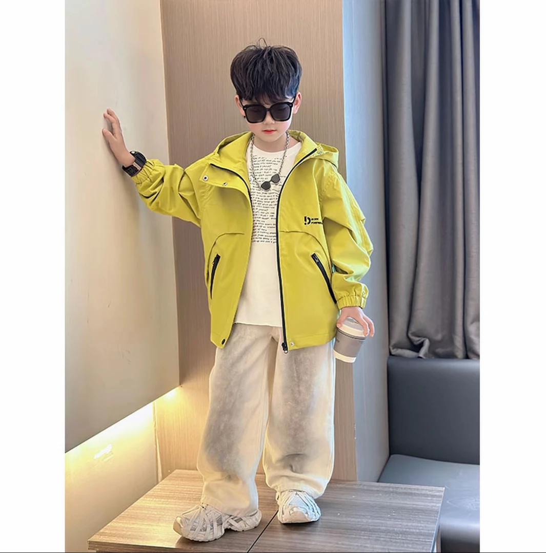 男童防水外套秋装2025新款中大童儿童韩版连帽冲锋衣春秋款潮休闲