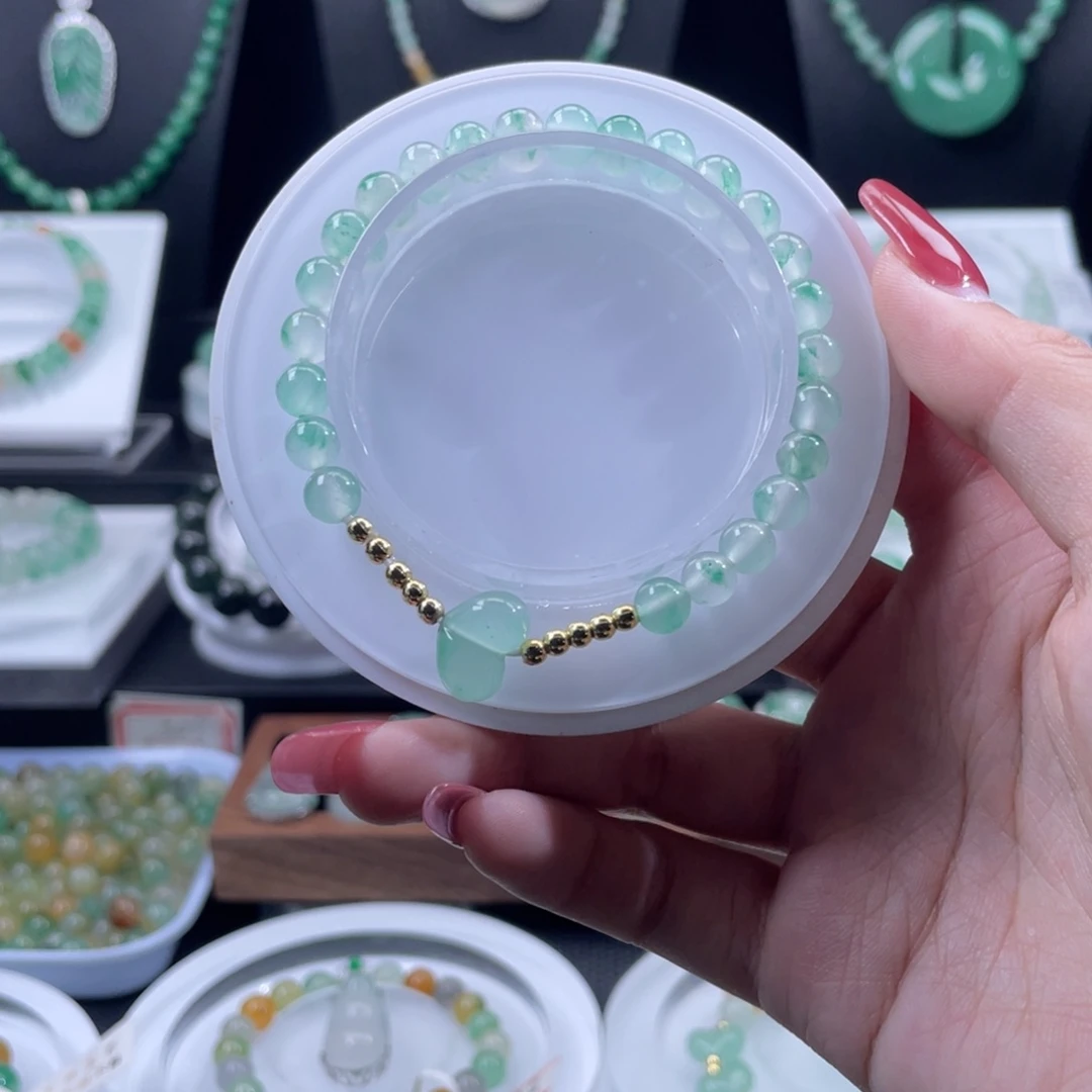 石英质玉（非洲翠）合金手串