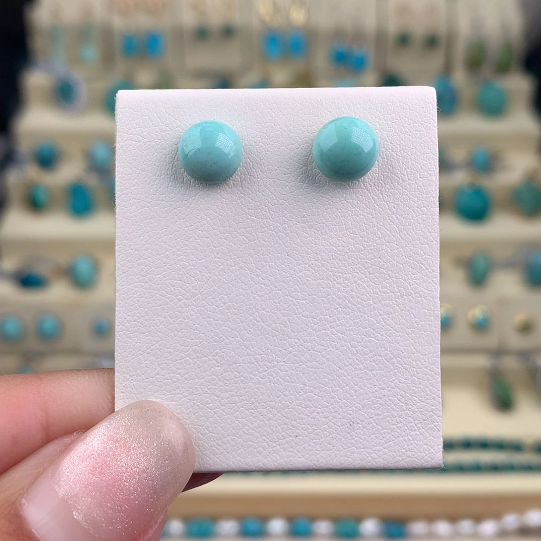 绿松石银S925镶嵌耳饰