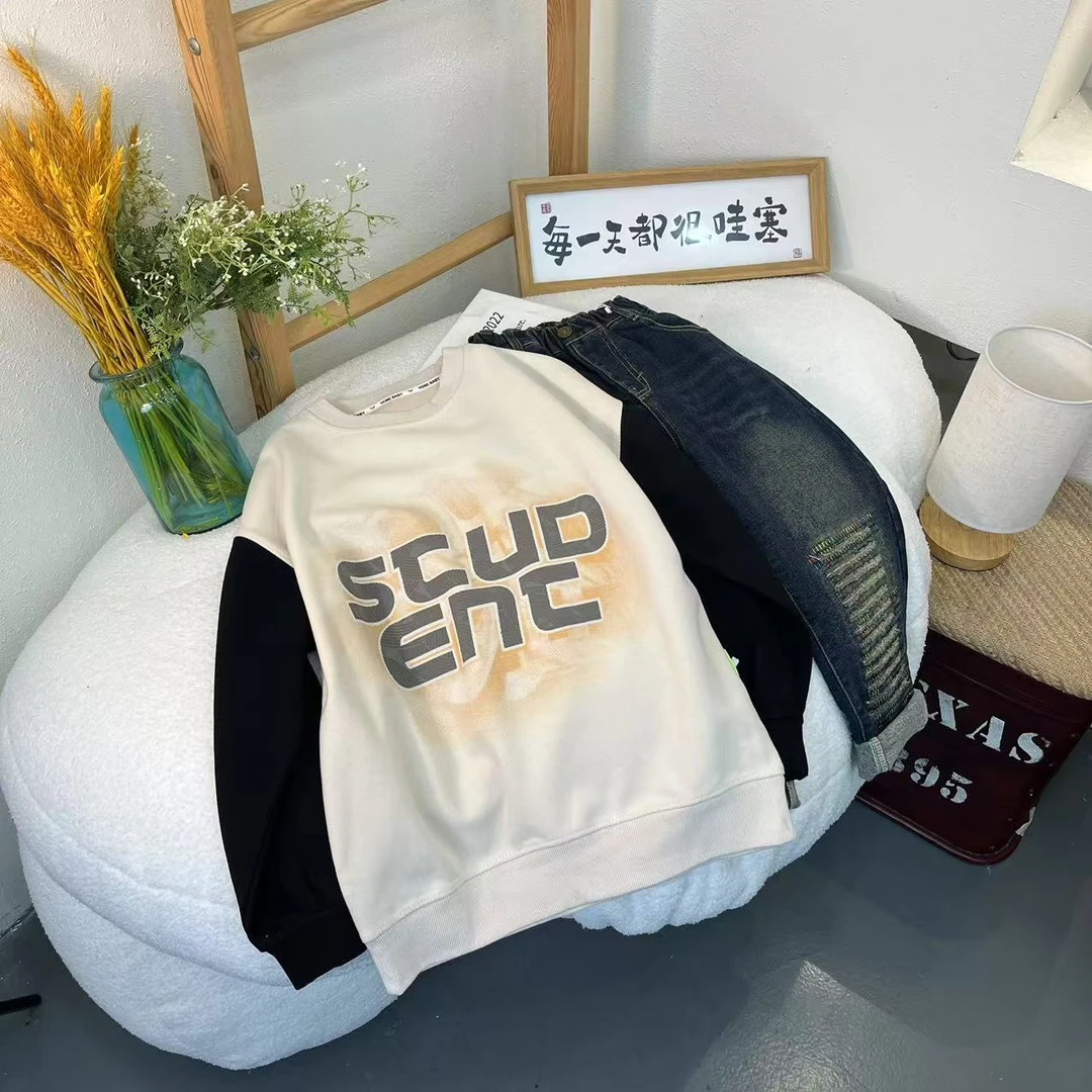 【现货】WY-826纯色青少年春秋中性时尚圆领休闲卫衣韩版套头