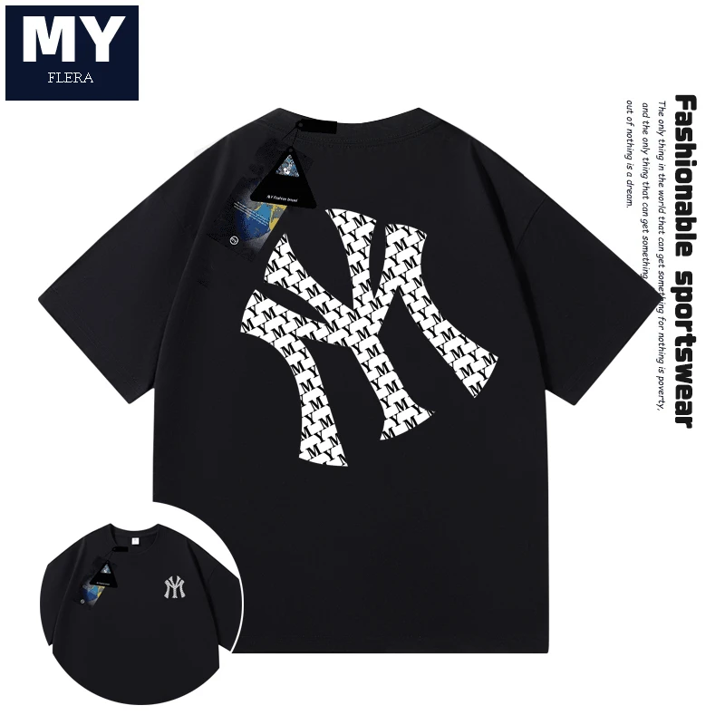 2025夏季新款时尚百搭重磅短袖男女同款情侣简约休闲运动圆领T恤