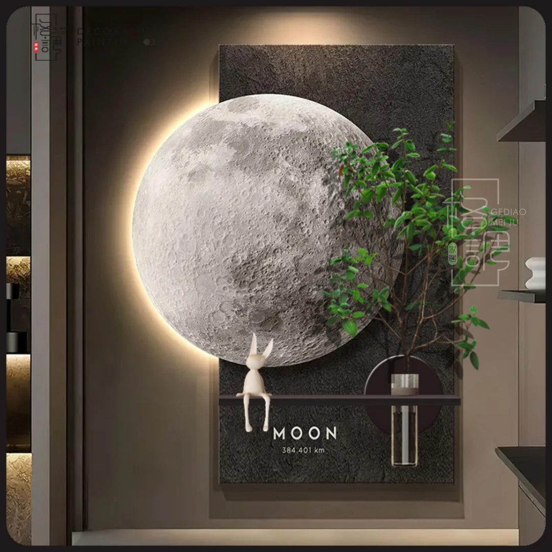 2025新款立体感砂岩画玄关装饰画走廊月客厅玄关现代装饰画