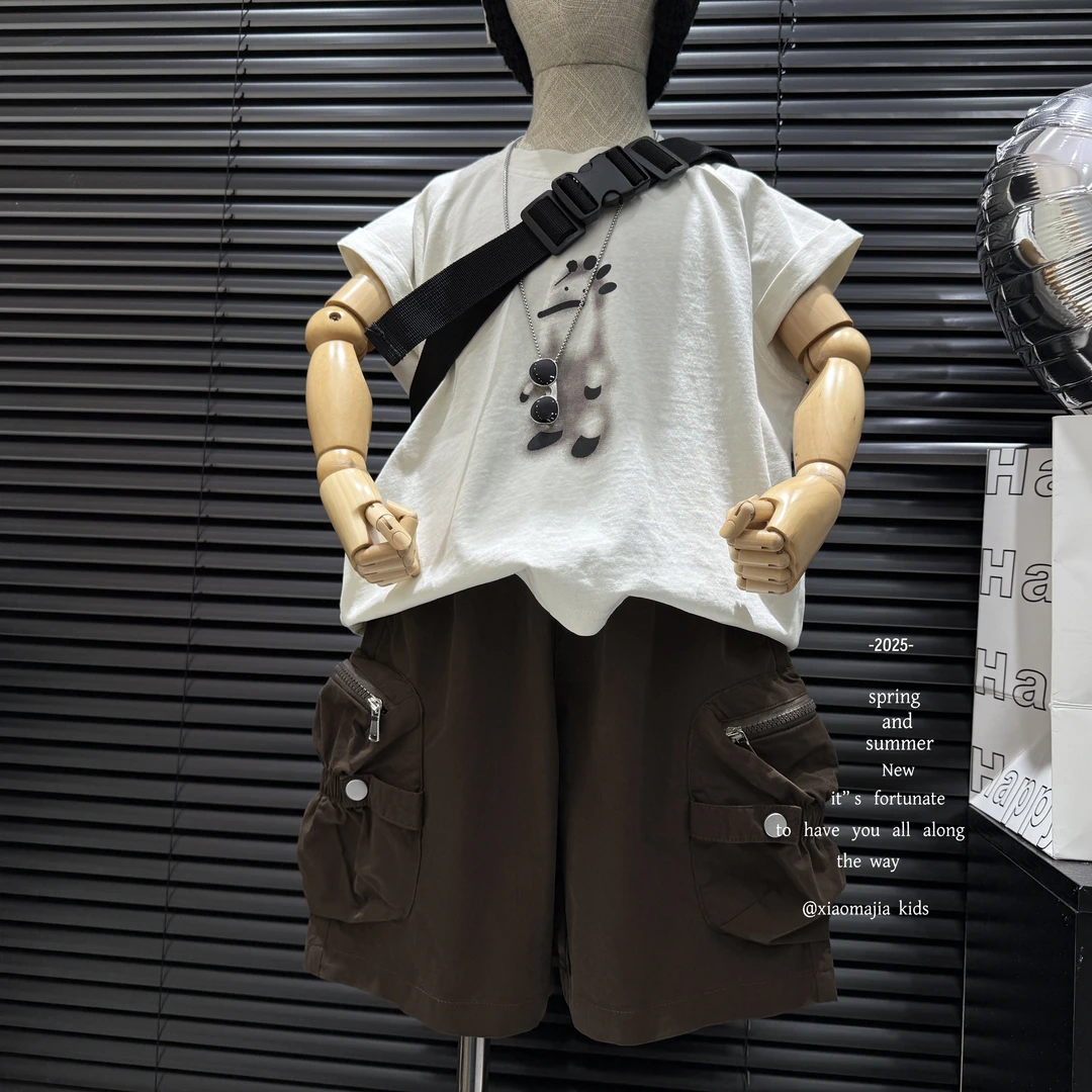 现货-儿童夏季新款潮酷套装D-5380欧若风穿搭套装男女两件套洋气