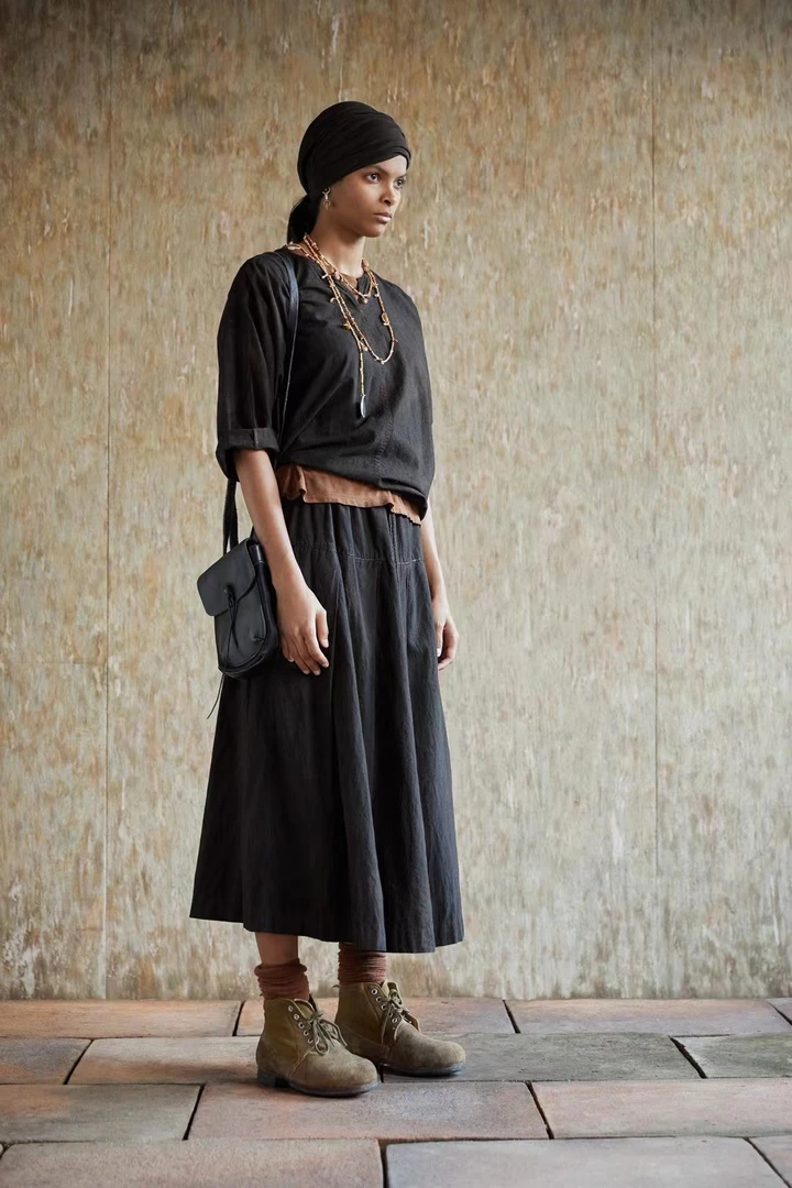 左岸迷香25SS2008泥黑色半裙ins半身裙牛仔纯色夏季百搭春夏休闲